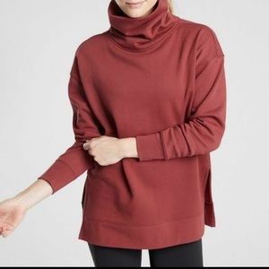 Atleta Funnel Neck Sweatshirt In Maple Red. Size M